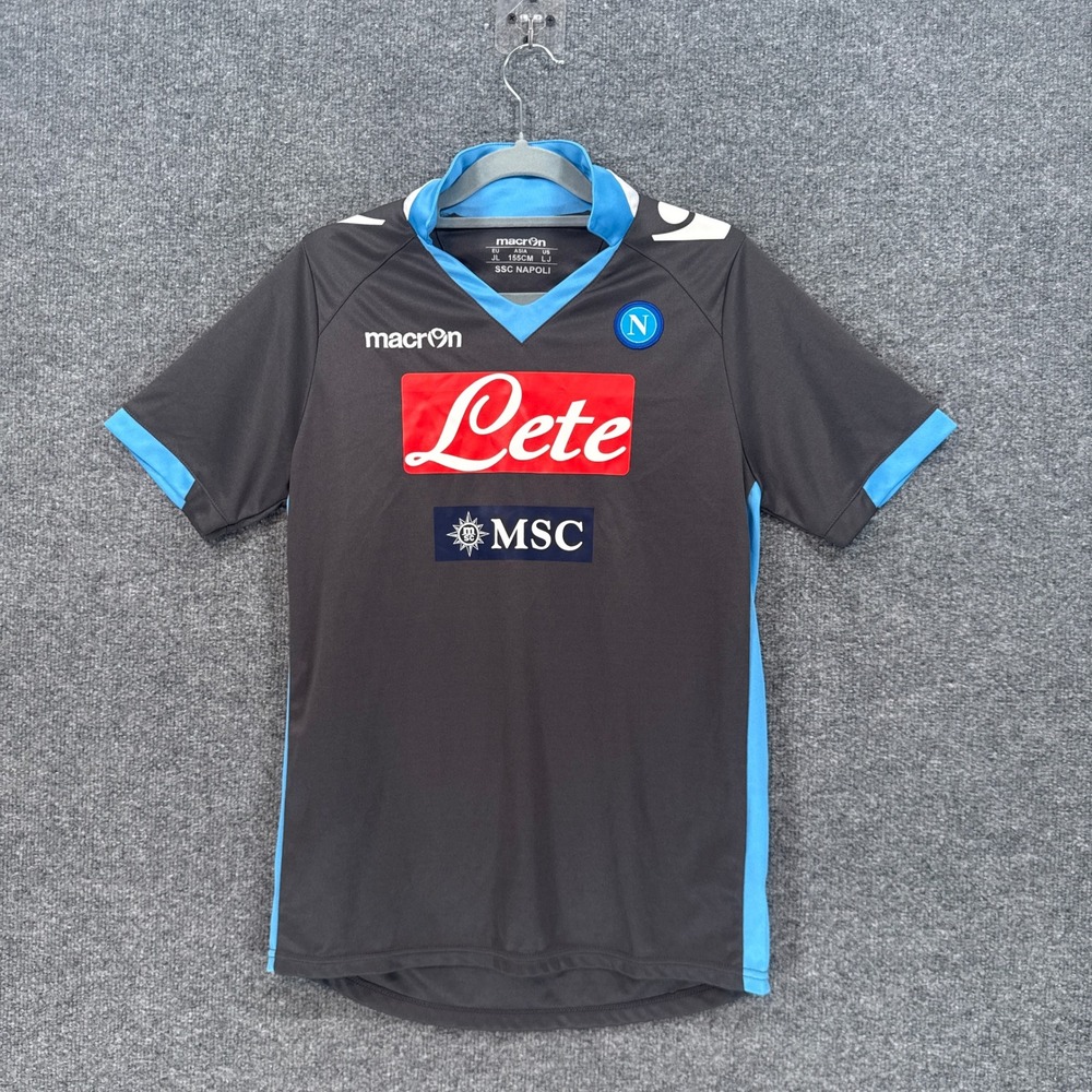 Macron SSC Napoli Soccer Jersey Youth Large Gray Blue Lete MSC Serie A Football